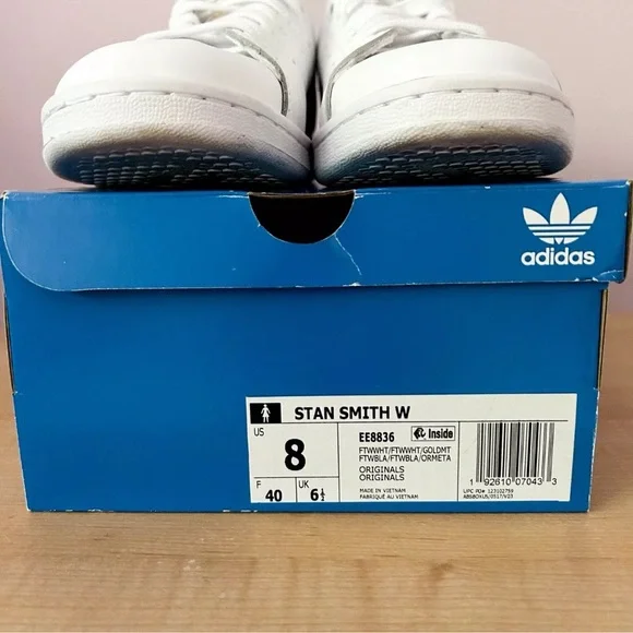 ADIDAS STAN SMITH Originals Women's Size 8 EE8836 GOLD SHOES AUTHENTIC Pre-owned - Picture 5 of 16